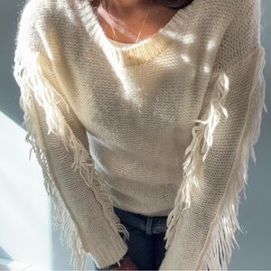 Line & Dot Fringe Sweater
